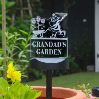 An Image of Personalised Gnome Garden Outdoor Solar LED Light White