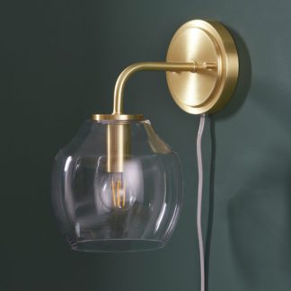An Image of Shore Light Fabia Glass Plug in Wall Light - Gold