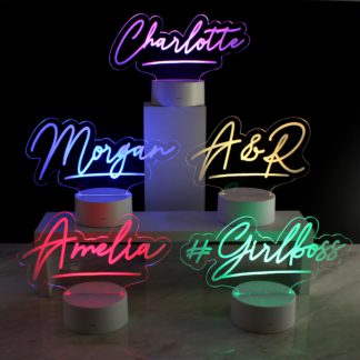 An Image of Personalised Colour Changing Name Desk Night LED Light White