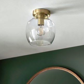 An Image of Shore Light Fabia Glass Flush to Ceiling Light - Gold