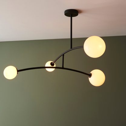 An Image of Vogue Nico 4 Light Semi Flush Ceiling Fitting Black