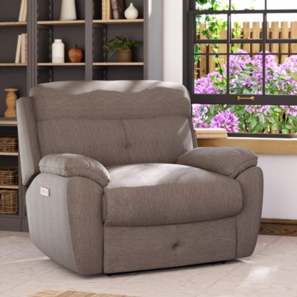 An Image of Abbotsbury Power Recliner Snuggle Sofa Honeycomb Chenille Coco