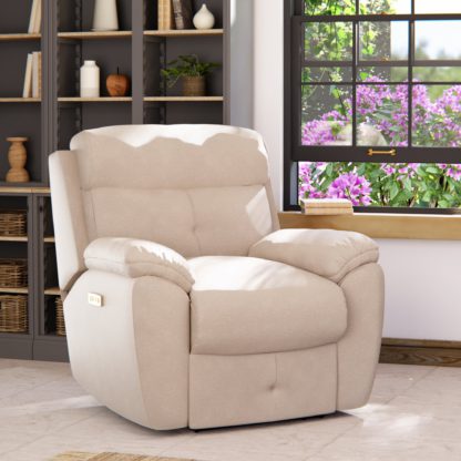 An Image of Abbotsbury Power Recliner Armchair Grey Chenille