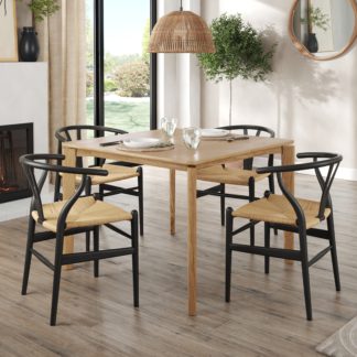 An Image of Hudson 4 Seater Square Extendable Dining Table, Oak Oak