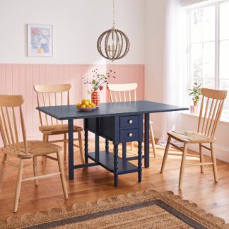 An Image of Pippin 6 Seater Drop Leaf Dining Table, Navy Navy