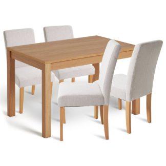An Image of Habitat Clifton Wood Dining Table & 4 Cream Chairs
