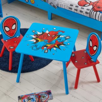 An Image of Disney - Spider-Man - Table/2 Chairs - Blue - Wooden - Happy Beds