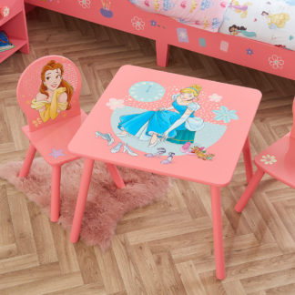 An Image of Disney - Princess - Table/2 Chairs - Pink - Wooden - Happy Beds