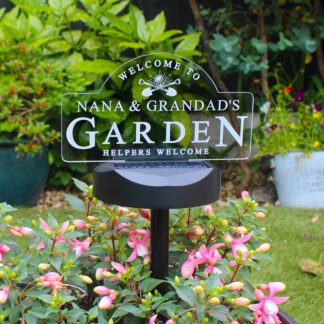 An Image of Personalised Garden Sign Outdoor Solar LED Light White