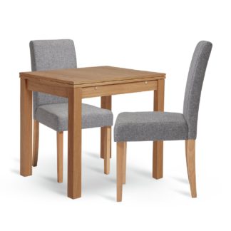 An Image of Habitat Clifton Wood Dining Table & 2 Grey Chairs