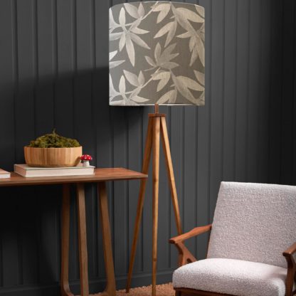 An Image of Aratus Tripod Floor Lamp with Silverwood Shade Silverwood Frost Grey