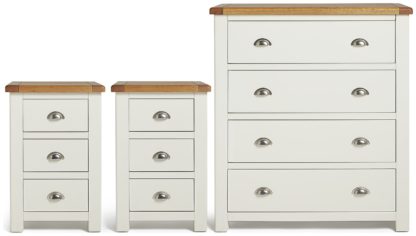 An Image of Habitat Kent 2 Bedsides & 4 Drawer Set - Cream & Oak