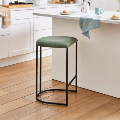 An Image of Gena Counter Height Velvet Bar Stool Green