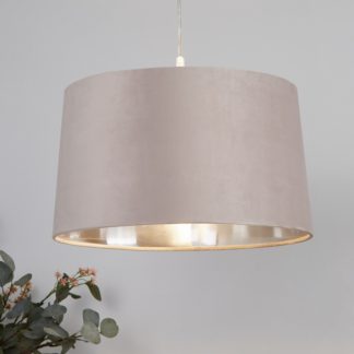 An Image of Velvet Drum Lamp Shade - 40cm - Mink