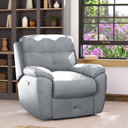 An Image of Abbotsbury Power Recliner Armchair Grey Chenille