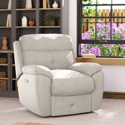 An Image of Abbotsbury Power Recliner Armchair Grey Chenille