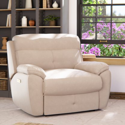 An Image of Abbotsbury Power Recliner Snuggle Sofa Honeycomb Chenille Linen