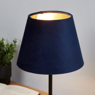 An Image of Velvet Drum Lamp Shade - 20cm - Navy