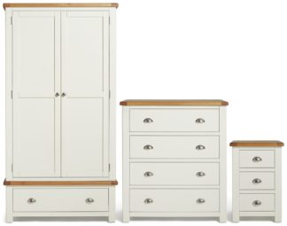 An Image of Habitat Kent 3 Piece 2 Door Wardrobe Set - Cream and Oak