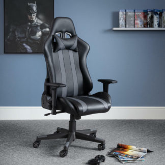An Image of Meteor - Gaming Chair - Grey - Faux Leather - Happy Beds
