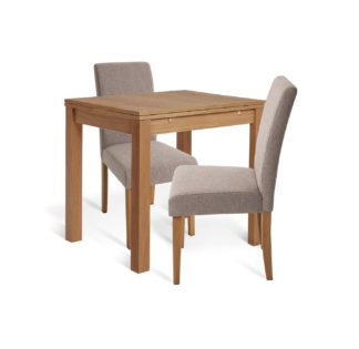 An Image of Habitat Clifton Wood Dining Table & 2 Brown Chairs