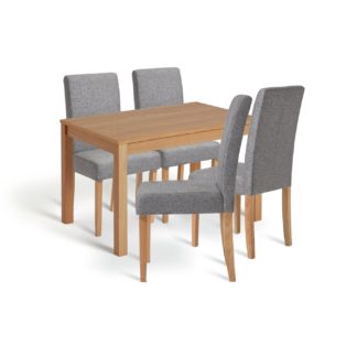 An Image of Habitat Clifton Wood Dining Table & 4 Grey Chairs
