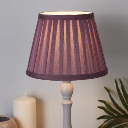 An Image of Raye Taper Pleat Silk Lamp Shade - 20cm - Plum