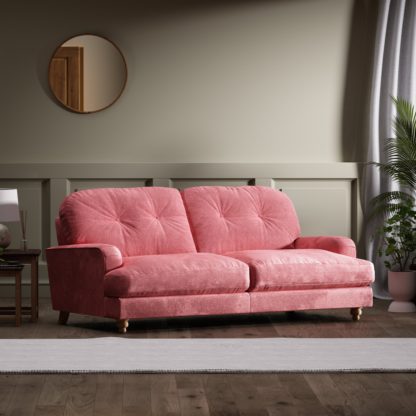An Image of Martha Vintage Chenille 3 Seater Sofa Berry (Pink)