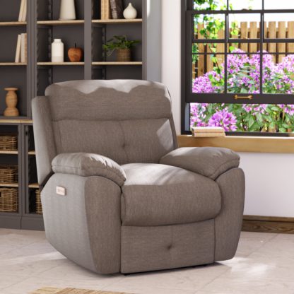 An Image of Abbotsbury Power Recliner Armchair Grey Chenille