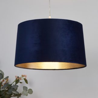 An Image of Velvet Drum Lamp Shade - 40cm - Navy