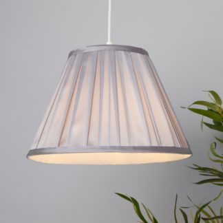 An Image of Raye Taper Pleat Silk Lamp Shade - 30cm - Silver