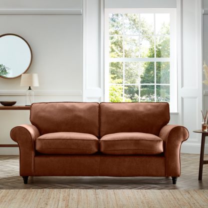 063e38b6c17f7e609adb4367d07e509cffccf42cf66f5837943e7c8ebd19d726.jpg An Image of Rosa Faux Leather 3 Seater sofa Soft Faux Leather Chocolate