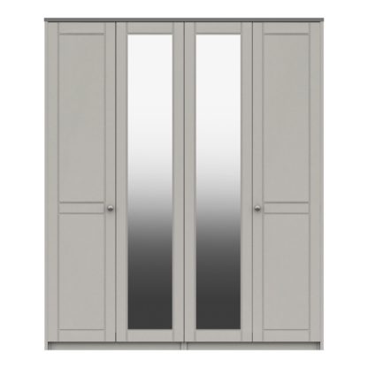 08a89d640406ded8e20472689249f2d00de0bc6a2b5e7b35842ef1d91fa788af.jpg An Image of Darwin 4 Door Wardrobe, Mirrored Mid Oak (Brown)