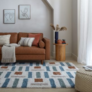 An Image of Blocks Shaggy Rug MultiColoured