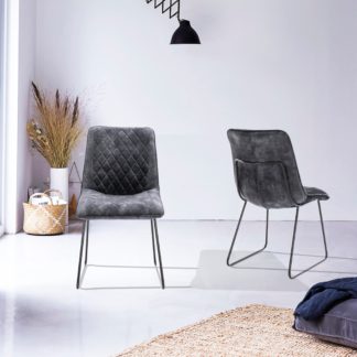 An Image of Indus Valley Set of 2 Fsix Dining Chairs Grey