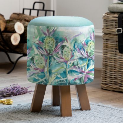 An Image of Monty Fabric Footstool Monty Thistle Glen