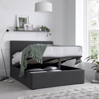 An Image of Sebastian - King Size - Ottoman Storage Bed - Grey - Velvet – 5ft – Happy Beds