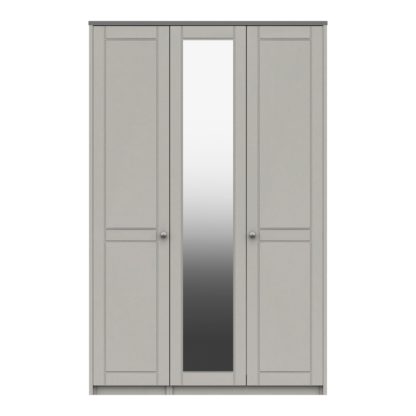 An Image of Darwin 4 Door Wardrobe, Mirrored Mid Oak (Brown)