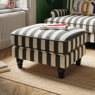 An Image of Beatrice Woven Stripe Footstool Woven Stripe Black