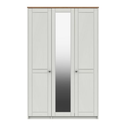 An Image of Darwin 4 Door Wardrobe, Mirrored Mid Oak (Brown)