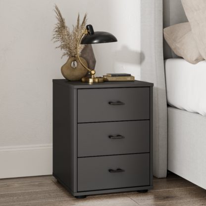 An Image of Kahla Matt 3 Drawer Bedside Table Pebble