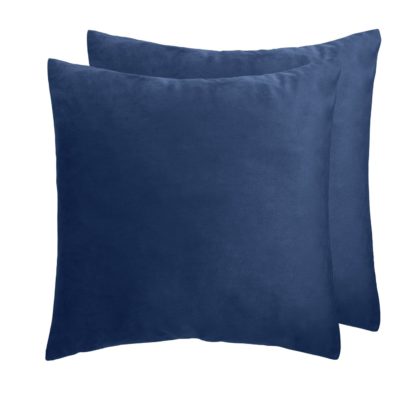 An Image of Habitat Velvet Plain Cushion Cover-2 Pack- Navy - 43x43cm