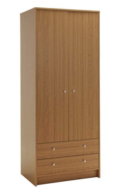 An Image of Argos Home Malibu 2 Door 2 Drawer Wardrobe -Black Oak Effect