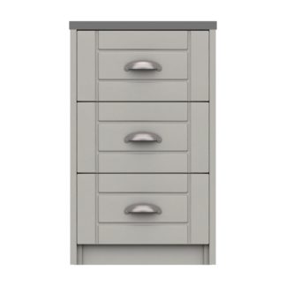 An Image of Darwin 3 Drawer Bedside Table Grey