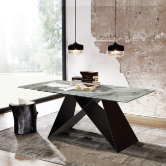 An Image of Indus Valley Kiano Ceramic 8 Seater Extendable Dining Table Grey