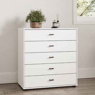 An Image of Kahla Matt Large 5 Drawer Chest Off-White