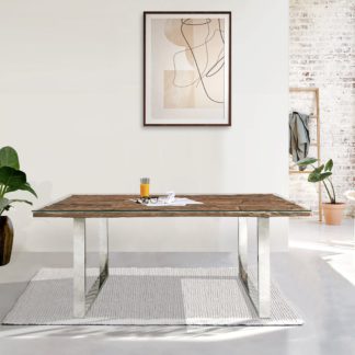 An Image of Indus Valley Railway Sleeper 6 Seater Dining Table Natural