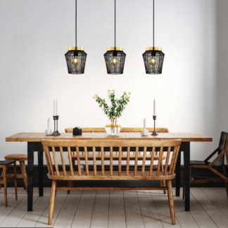 An Image of EGLO Escandidos 3-Light Pendant Light Black