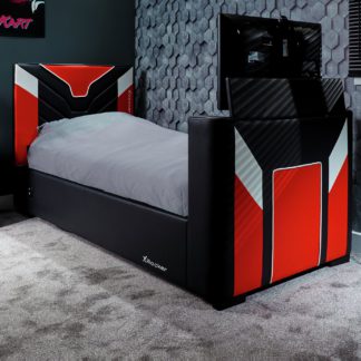 An Image of X Rocker Cerberus Single TV Lift Ottoman Gaming Bed - Red