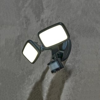 An Image of LED Outdoor Twin Spotlight with PIR Motion Sensor - Black